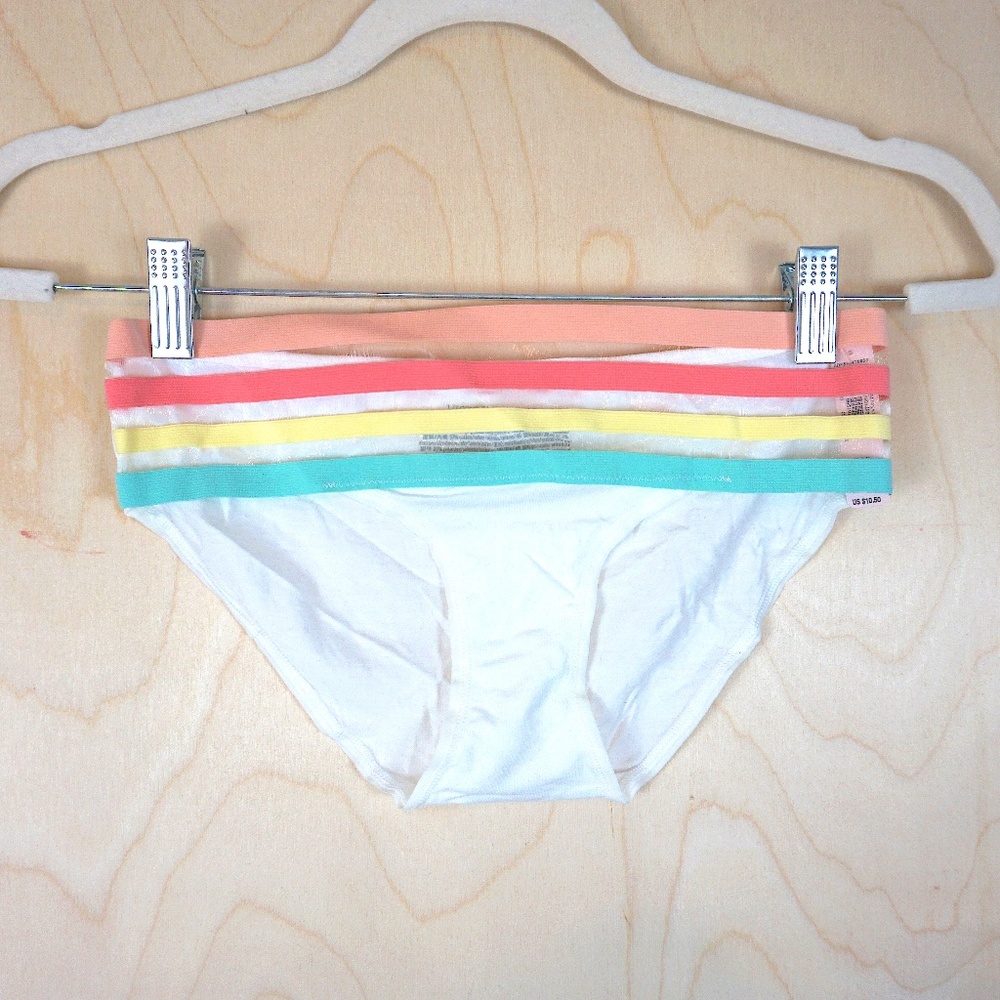 NWT Victoria's Secret White Underwear with Rainbow Stripe Band